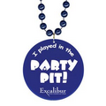 Round Mardi Gras Beads with 2.5" Round Disk - Screen Printed